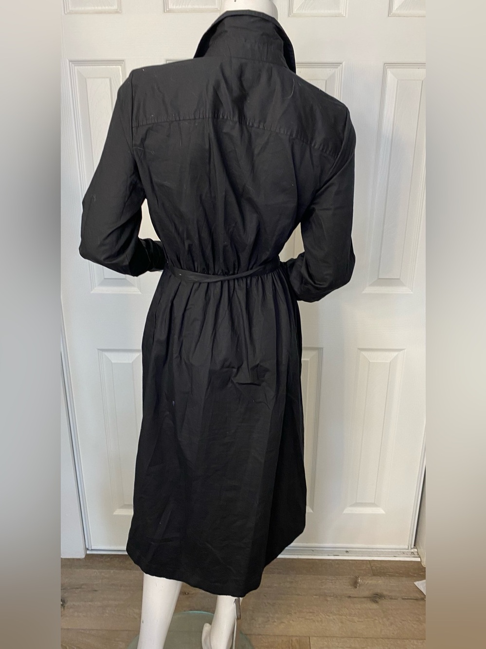 J. Crew Black Long-Sleeve Button-Front Shirt Dress with Waist Tie - Picture 3 of 13